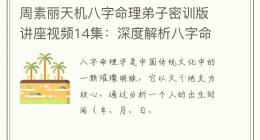 周素丽天机八字命理弟子密训版讲座视频14集：深度解析八字命理