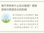 客厅养狗有什么风水隐患？揭秘宠物对家居风水的影响