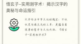 悟玄子-实用测字术：揭示汉字的奥秘与命运指引