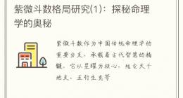 紫微斗数格局研究(1)：探秘命理学的奥秘