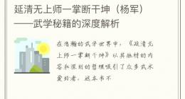 延清无上师一掌断干坤（杨军）——武学秘籍的深度解析