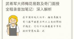 武希军大师梅花易数及奇门面授全程录音加笔记：深入解析