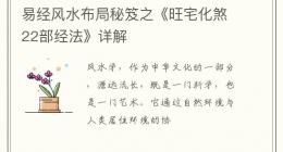 易经风水布局秘笈之《旺宅化煞22部经法》详解