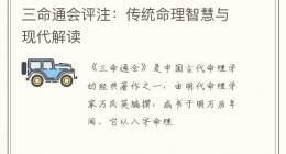 三命通会评注：传统命理智慧与现代解读