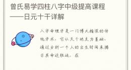 曾氏易学四柱八字中级提高课程——日元十干详解