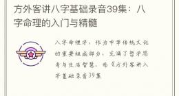 方外客讲八字基础录音39集：八字命理的入门与精髓