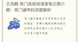 王凤麟 奇门高级班课堂笔记第六期：奇门遁甲的深度解析