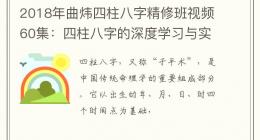 2018年曲炜四柱八字精修班视频60集：四柱八字的深度学习与实践