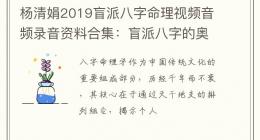 杨清娟2019盲派八字命理视频音频录音资料合集：盲派八字的奥秘与实用解析