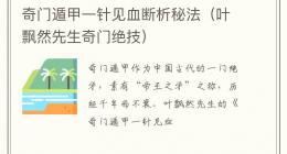 奇门遁甲一针见血断析秘法（叶飘然先生奇门绝技）