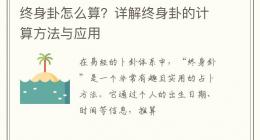 终身卦怎么算？详解终身卦的计算方法与应用