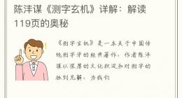 陈沣谋《测字玄机》详解：解读119页的奥秘