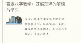 盲派八字教学：苍燃东泽的解读与学习
