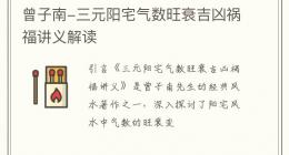 曾子南-三元阳宅气数旺衰吉凶祸福讲义解读